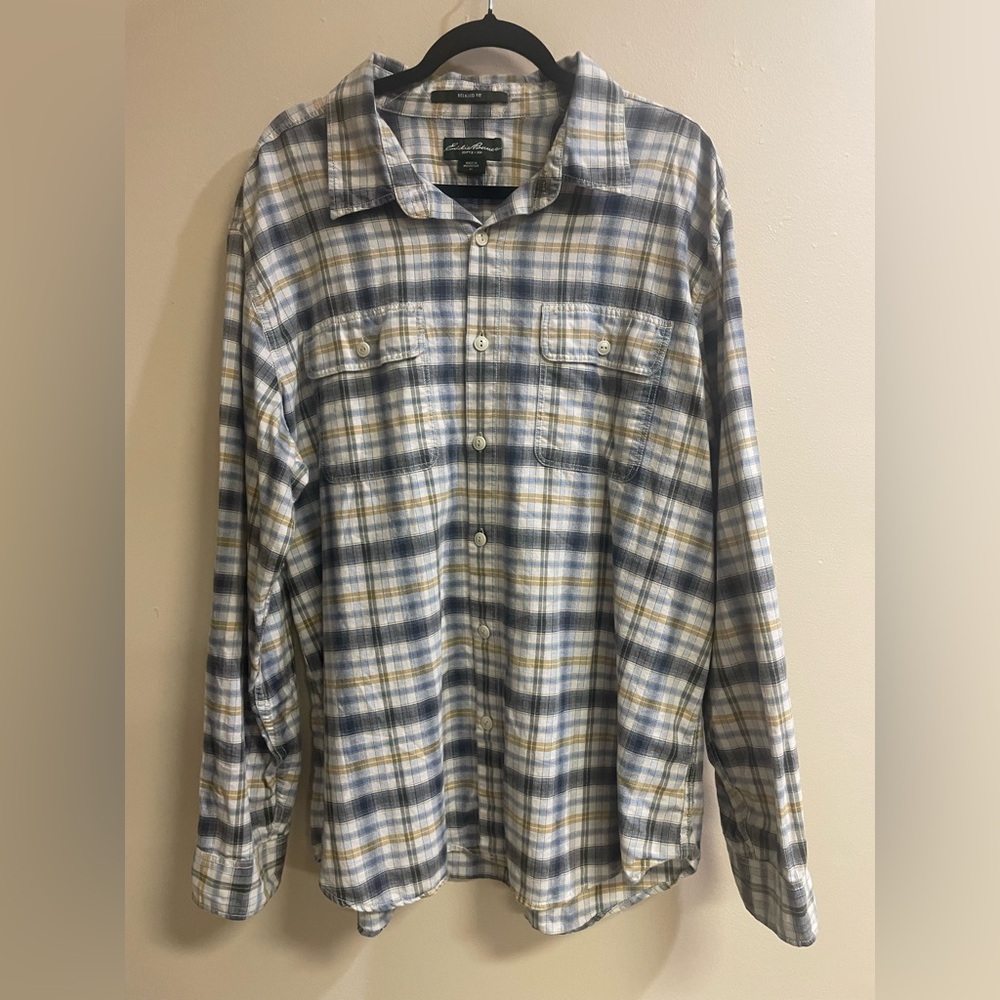 Eddie Bauer Relaxed Fit Multicolor Plaid Long Sleeve BD Shirt Men’s Size Large